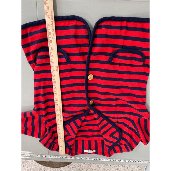 Cabi 224 Yacht Club Blazer Red Navy StripedJacket Knit Women Large Cotton Anchor - Picture 7 of 8